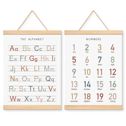 EliteSign Educational Preschool Learning Posters, Alphabet Numbers Posters for Toddlers, ABC Banner Wall Hanging Posters Decor for Classroom Playroom Nursery Kids Room, 12x17 Inch Set of 2