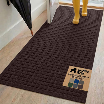 GORILLA GRIP® Ultra Absorbent Front Door Mat Outside Entrance 72x24, Traps Dirt and Moisture, HydroABSORB Indoor Outdoor Doormat Holds Up to 2.75 Cups Water, Stain & Fade Resistant Welcome Mat Coffee