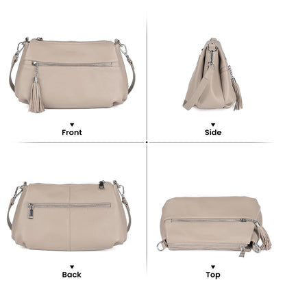 befen Soft Genuine Leather Crossbody Hobo Purses for Women, Women's Shoulder Bags Handbags with 2 Shoulder Straps Tassel