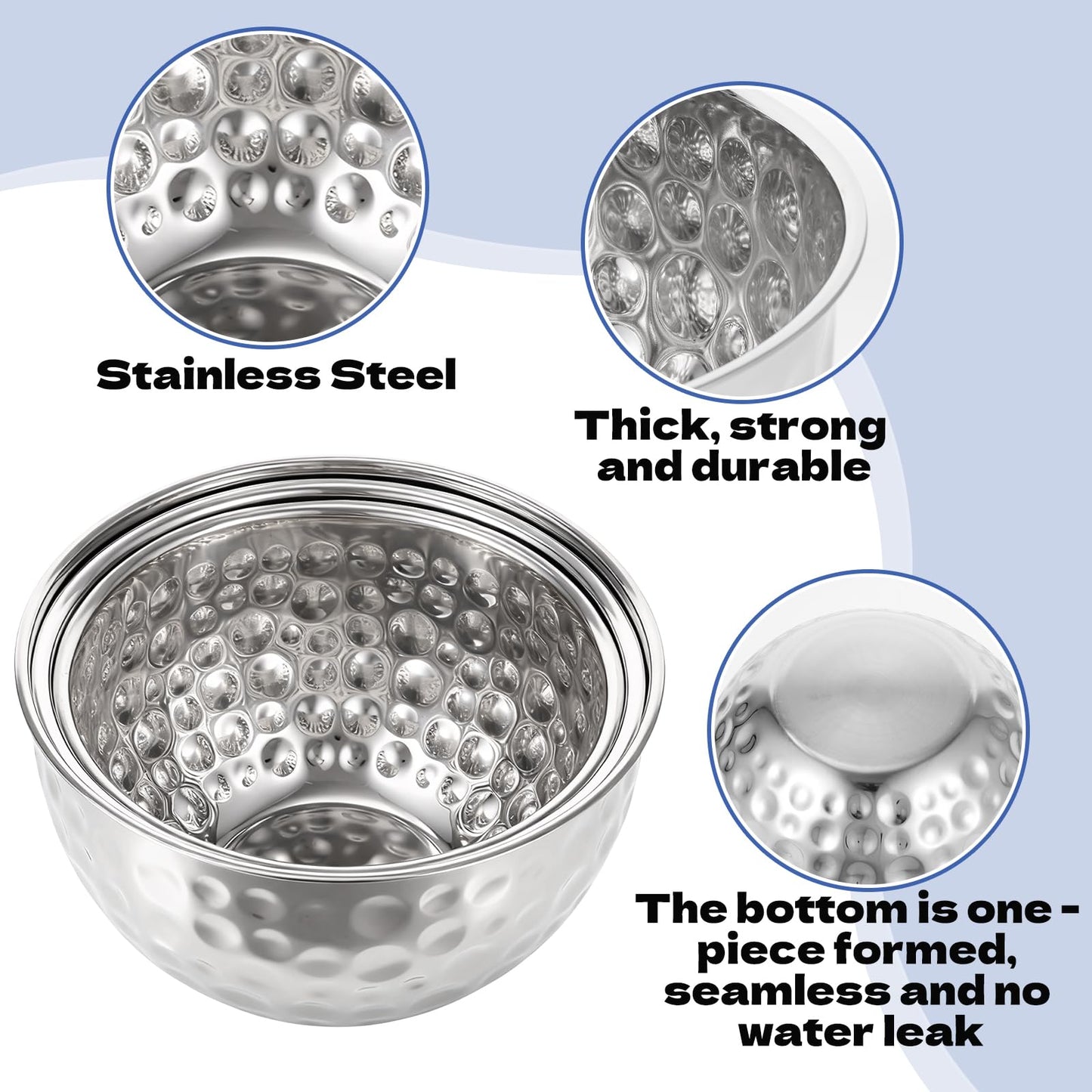 3 Pack Ice Bucket 4.6/6/7.5L Stainless Steel Beverage Tub with 2 Scoop Leak-Proof Wine Bucket Large Metal Ice Buckets for Parties Champagne Bucket for Cocktails Beer Juice, Dishwasher Safe