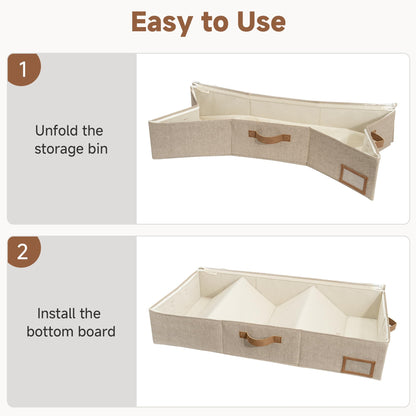StorageWorks Extra Large Under Bed Storage Containers with Handles and Label Holder, 2 Pack Ultra-thick Fabric Underbed Bins, Closet Organizer for Clothes, Blankets, Sweater