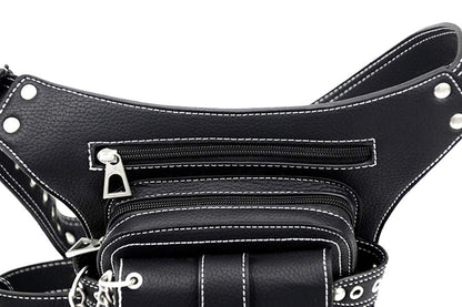 Steampunk Waist Bag Fanny Pack Fashion Gothic Leather Shoulder Crossbody Messenger Bags Thigh Leg Hip Holster Purse Travel Pouch Hiking Sport Chain Bags for Women Men