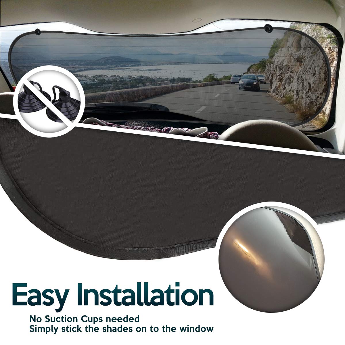 Zone Tech Rear Sun Stop Sunshade -Cling Window Cover, Sunlight, Glare and UV Rays Blocker, Protection Car Accessory