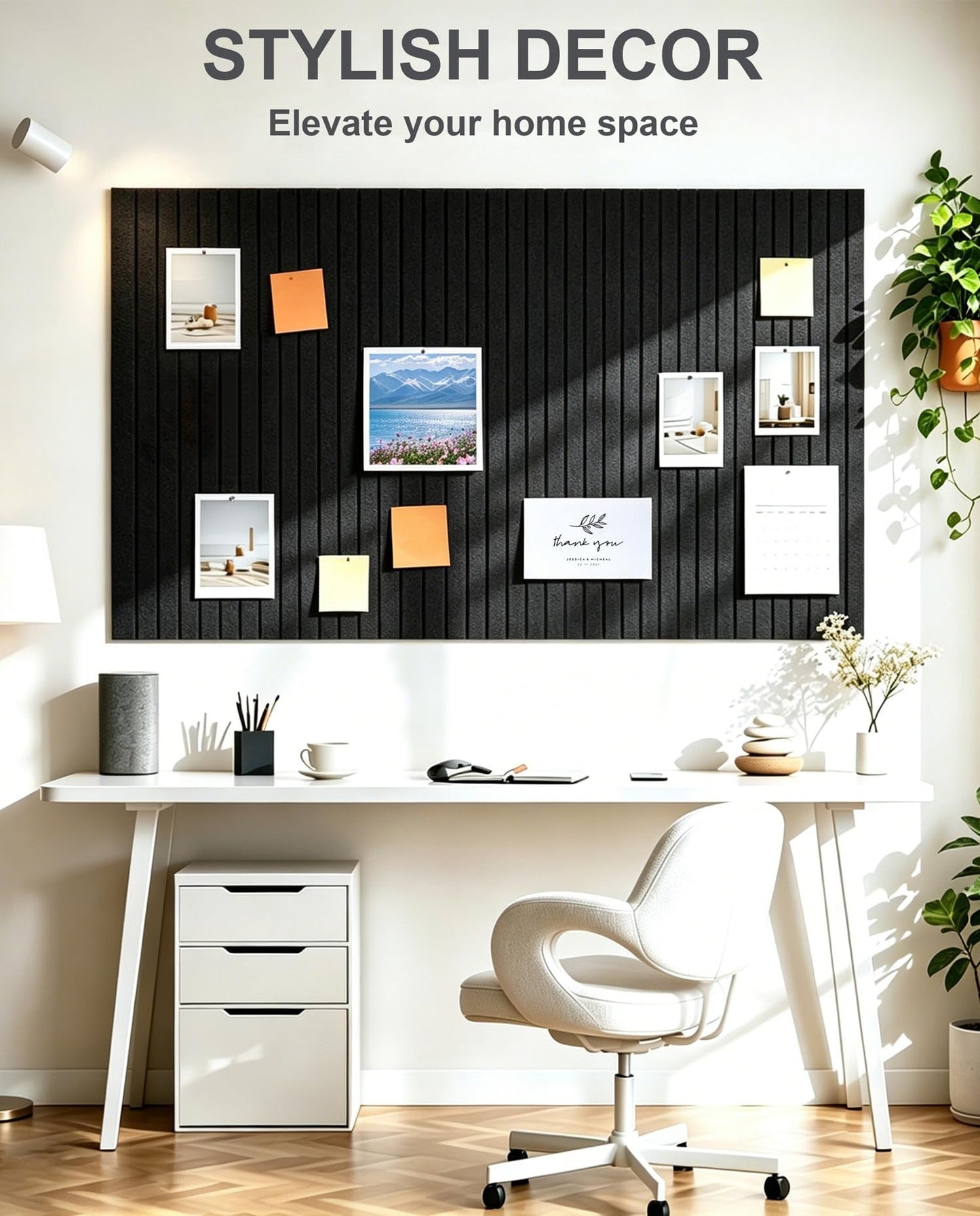 G Gamit 0.47" Thick Felt Pin Board 36"x24" Large Cork Board Alternative 6 Pack 11.81"x11.81"Felt Bulletin Board Wall Tiles Notice Board with 30 Pushpins for Home Office School(Fine-Black)