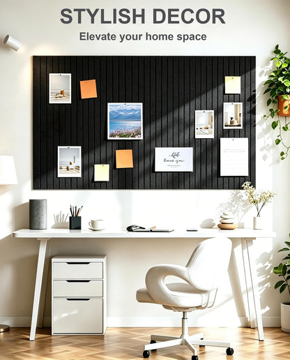 G Gamit 0.47" Thick Felt Pin Board 36"x24" Large Cork Board Alternative 6 Pack 11.81"x11.81"Felt Bulletin Board Wall Tiles Notice Board with 30 Pushpins for Home Office School(Fine-Black)