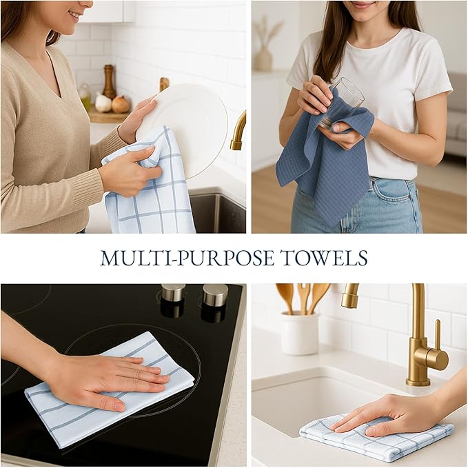 LANE LINEN Dish Towels Set of 12-18” x 28” Soft, Absorbent Cotton Kitchen Towels