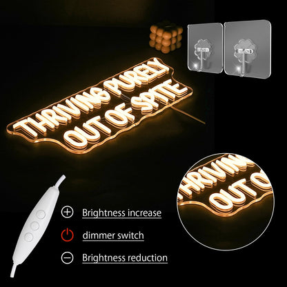 LULANMP Thriving Purely Out Of Spite Neon Sign for Wall Decor Warm Letter Neon Light Motivational Quotes LED Sign Halloween Neon Light Sign for Classroom Bar Home shop Decoration