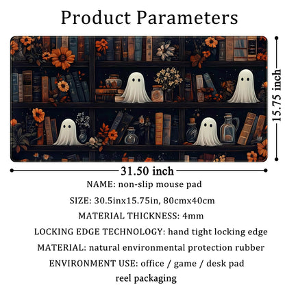 LuckyCow Cute Vintage Gothic Desk Mat Kawaii Dark Academia Desk Pad Medieval Large Flower XXL Mousepad Extended Laptop Computer Keyboard Mat with Stitched Edges Anti-Slip Funny Deskpad 31.5x15.8 in