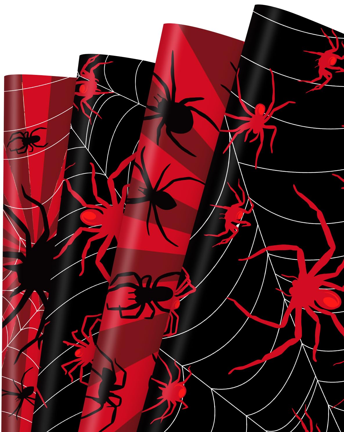 Pineraap 12 Sheets Black Spider Wrapping Paper, Gothic Red Spider Gift Wrap Paper, Nightmare Goth Decorative Craft Tissue Spider Party Decoration for Gothic Theme Birthday Party, 20"×28"