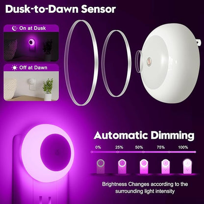fesnne Night Light, Night Lights Plug into Wall, Dusk to Dawn Sensor, Pink Led Night Light 0.5W, 8 Pack Nightlight for Adults, Bedroom, Bathroom, Hallway, Kitchen