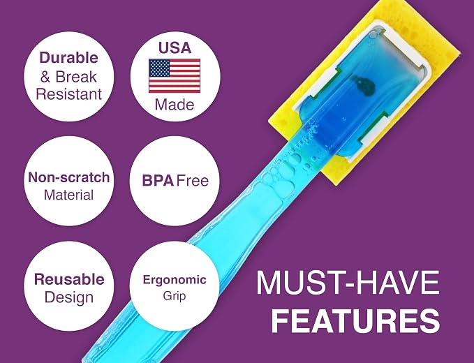 Arrow Dish Sponge w/Soap Dispenser Handle - Fillable Dish Wand for Quick, Convenient Cleaning - Easy to Refill - Built-In Scrubber for Dishes & Pans