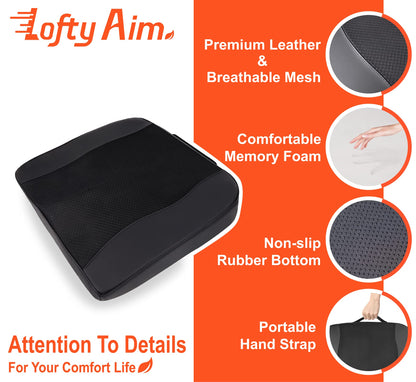 Car Seat Cushion, Comfort Memory Foam Car Cushions for Driving - Sciatica & Lower Back Pain Relief, Driver Seat Pillow for Auto, Office Chair, Wheelchair - Black