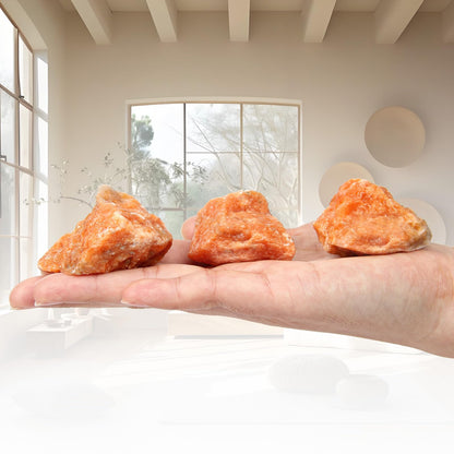 1.1lb Bulk Raw Sunstone Rough Crystal-Natural Sunstone Raw Stones Crystal for Tumbling, Cabbing, Fountain Rocks, Decoration, Polishing, Wire Wrapping, Wicca & Reiki Crystal Healing