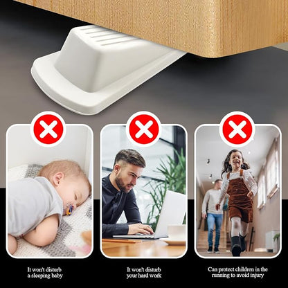 4 Pack Door Stoppers for Bottom of Door, White 4.8x2.2x1.3in Door Stops, Rubber Door Stopper Wedge, Sturdy Stackable Door Stops for Floor