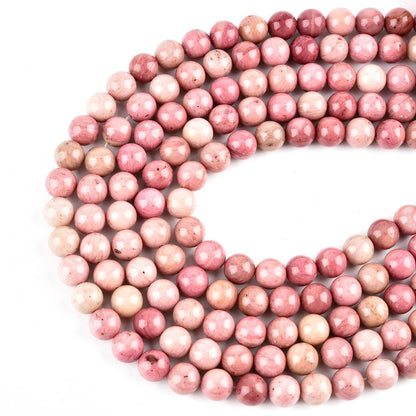 LIFAVOVY Genuine Rhodochrosite Beads for Jewelry Making Gemstone Semi Precious Stone Round 10mm Strand 15in(36-38pcs)