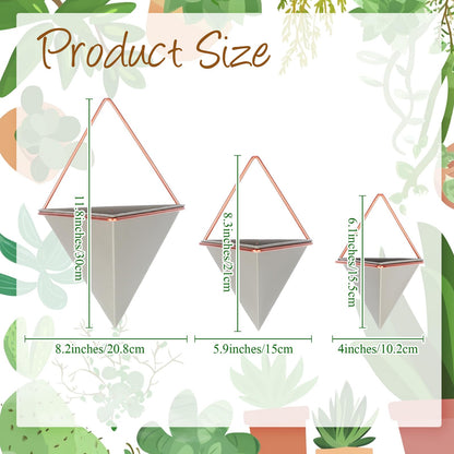 Rtteri 15 PCS Gray Wall Hanging Planter Set with Artificial Succulents, 3 Ceramic Geometric Wall Planters in 3 Sizes, Modern Indoor Decor for Living Room Bathroom Office