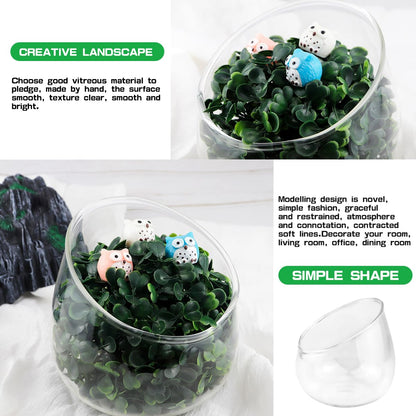 LNQ LUNIQI Glass Slant Cut Bowl Vase Clear Slanted Globe Terrarium Flower Vase Planter Table Centerpiece for Succulents, Cacti, Moss
