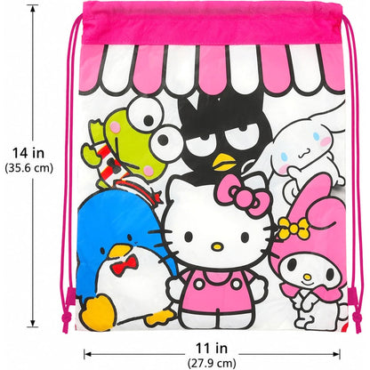 Hello Kitty Party Favor Bags Set - Bundle with 6 Drawstring Bags for Kids with Stickers and More | Hello Kitty Birthday Party Supplies