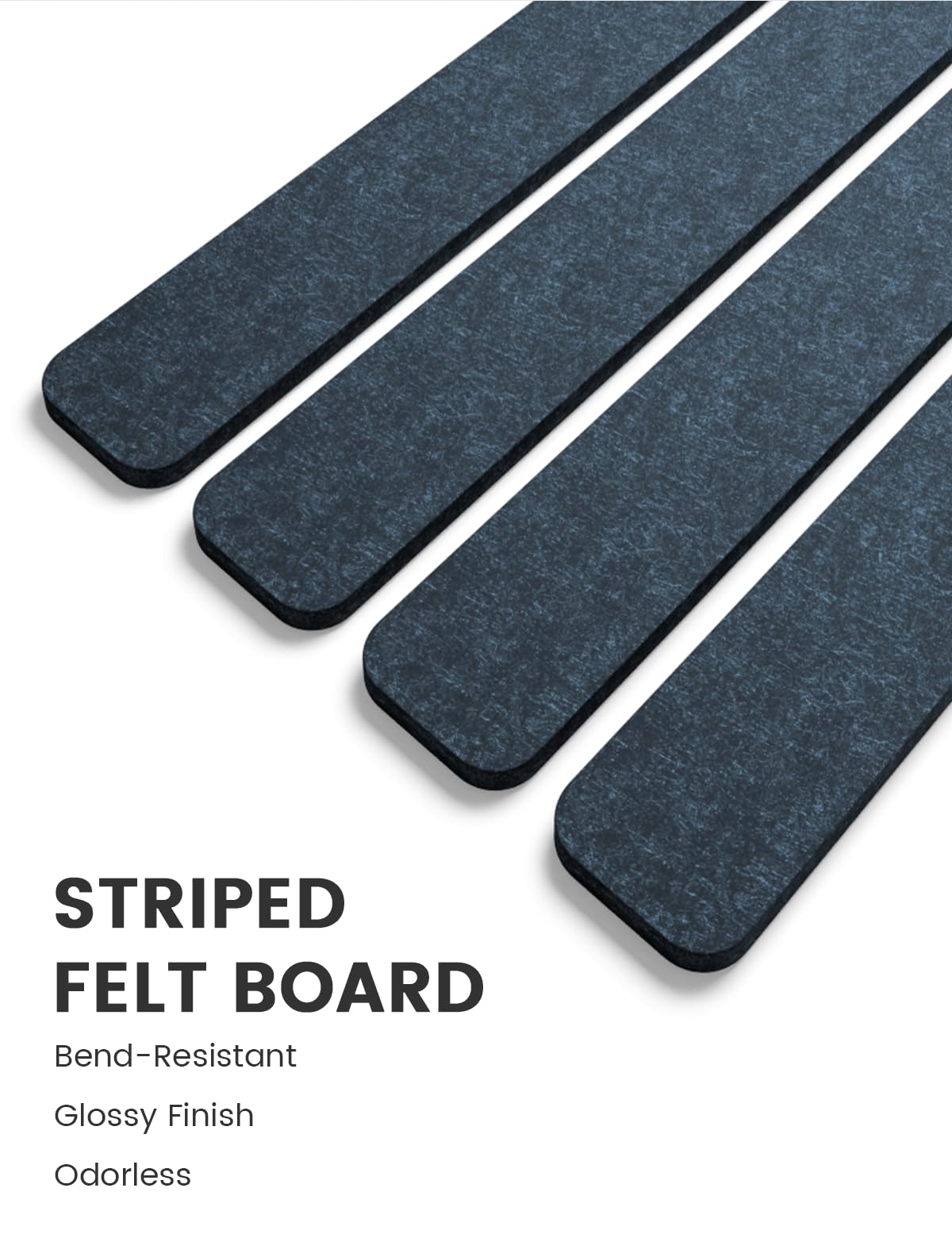 Fluxynara Cork Board Alternative Felt Strip Board 8-Pack 13"x2", Office Pin Board with 50 Push Pins, Adhesive Install for Bedroom Door & Home Office (Denim Blue)