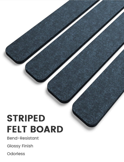 Fluxynara Cork Board Alternative Felt Strip Board 8-Pack 13"x2", Office Pin Board with 50 Push Pins, Adhesive Install for Bedroom Door & Home Office (Denim Blue)