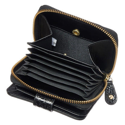 VOICE Align mini type Bi-Fold Wallet wallet Leather made by TUSCANIA in Italy Cowhide ART.GRETA Women's Elegant, easy-to-use and beautiful In gift box(Black)