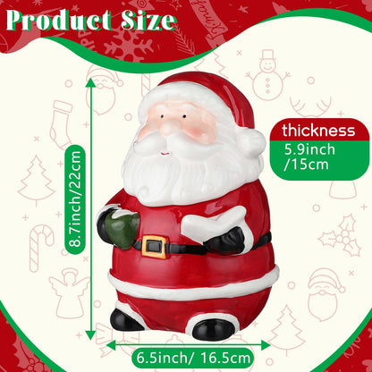 Nuogo Christmas Cookie Jar Ceramic Santa Snowman with Lids Ceramic Food Storage Container Jar for Christmas Cookies, Candy, Holiday Treats Xmas Gift Decorations (Chic Santa)