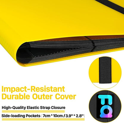 【2026】Trading Card Binder 9 Pocket, Premium Sports Collection Binder Game Cards Book with Sleeves Side Loading, Anti-open Strap Double Sided Waterproof 360 Card Folder