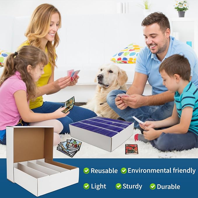 Trading Card Storage Box 3120 Count Collector Cards Box White Sports Card Storage Boxes Card Sorting Tray Cases Cards Collection Trading Cards Box for Soccer Basketball Cards (8 Set)