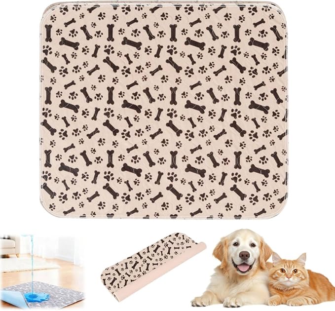 Puppy Pads with Pheromones,Washable Puppy Pee Pads for Dogs,Reusable Puppy Pads Washable for Dogs & Cats, Washable,Durable Leak-Proof & Anti-Slip Pet Training Pads for Home & Trave(Brown-2, S)