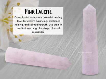 Amazing Gemstone Pink Calcite Crystal Towers ~ Natural Healing Crystal Point Obelisk for Reiki Healing and Crystal Grid (3" to 4" INCH)