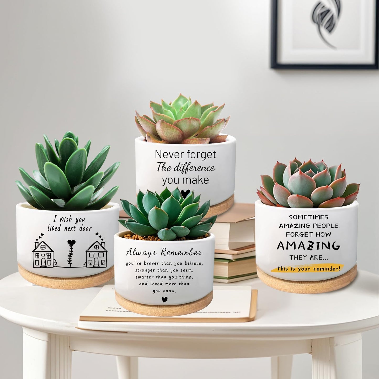 WSLCHOVE Friend Gifts for Women, I Wish You Lived Next Door, Cute Succulent Plant Pot, Flower Planter, Friendship Long Distance Relationship Gifts for Women Best Friend (Plants Not Included)