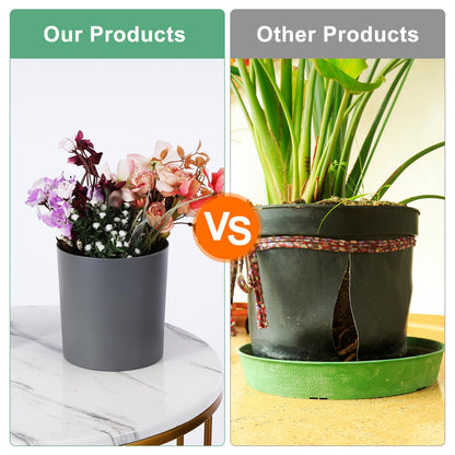 M METERXITY 2-Pack Plastic Plant Pots, 6 Inch Plastic Planters Round Flower Planter Containers Flower Pots for Indoor/Outdoor/Garden, Plant Holder [Gray]