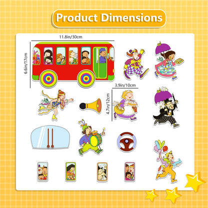 Thryvomniq Wheels on The Bus Felt Board Story Sets Kindergarten Storytelling Learning Interaction Activity Performance Props for Classroom & Family