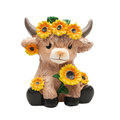 Cute Highland Cow Planter, 4.13 inch Resin Succulent Pot, Animal Planter with Drain, Mini Cows Flower Pots, Storage Containers for Outdoor Indoor Backyard Balcony Planters Home Garden Decor Gifts