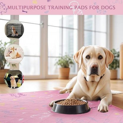 IEUUMLER Washable Pee Pads for Dogs, 2 Pack Non-Slip & Waterproof Whelping Pad, Reusable Puppy Potty Training With Fast Absorbent for Playpen EU007 (Pink Dinosaur, 34"X36"-2pcs)