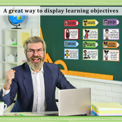 Feifeiya 12 Pcs Crayon Magnetic Teacher Organization Chart for Classroom Learning Objectives Dry Erase Label Paper Organization Chart Whiteboard Decoration for Student Goal Target Teaching Supplies