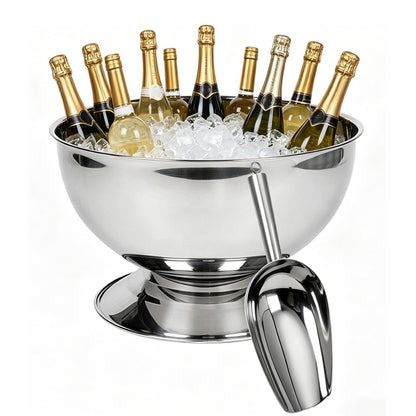 Yeatruojeet 12L Large Ice Bucket for Parties,Silver Stainless Steel Beverage Tub with Scoop – Champagne Bucket for Mimosa Bar Supplies, Wine Cooler Bucket, Drink Bucket for Celebrations