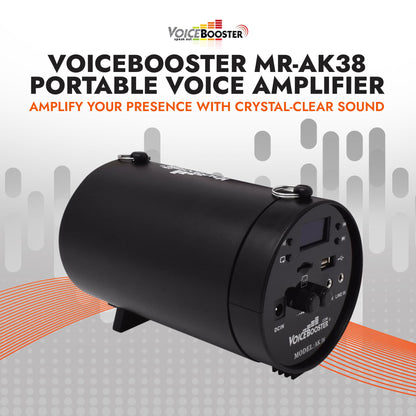 VoiceBooster Portable Voice Amplifier for Teachers - 25W Rechargeable Portable Speaker with Microphone Headset for Classroom, Tour Guide, Public Speaking, Built-in MP3 Player & FM Radio - MR-AK38