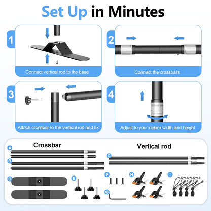 Qoolfoto 10 x 8FT Backdrop Banner Stand, Heavy Duty Adjustable Photo Background Support Frame Kit, Step and Repeat Stand for Photo Booth, Parties, Exhibition, Trade Show, Wedding