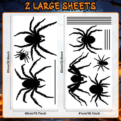 Halloween Window Clings Decorations, Large Scary Black Spider Window Decals Decor, Horror Halloween Windows Stickers Indoor for Home Office School Party