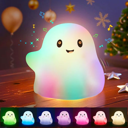 Rechargeable Night Light for Kids - Silicone Lamp with Touch Sensor for Kids Room - LED Squishy Night Light for Baby Nursery with RGB Rainbow Color-Changing/30-Min Timer