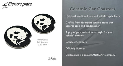Elektroplate Officially Licensed Michael Myers Halloween Automotive Ceramic Coasters (2.6" Diameter) | Universal Fit for All Cars, Trucks, SUVs, and More | Absorbent Non-Slip Durable | Set of 2