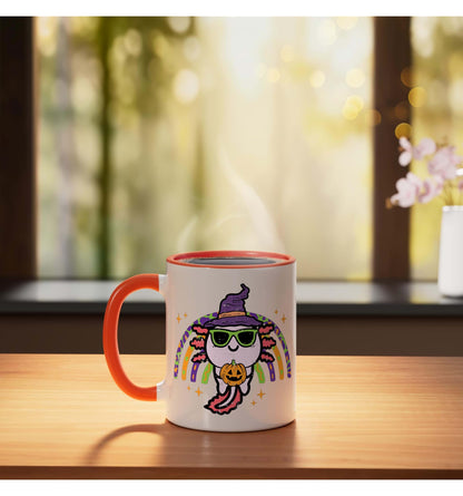 Halloween Axolotl Rainbow Costume Boys Girls Kids Toddler Ceramic Mug, Orange/White