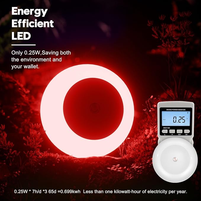 fesnne Night Light, Night Lights Plug into Wall, Dusk to Dawn Sensor, Red Led Night Light 0.5W, 8 Pack Nightlight for Adults, Bedroom, Bathroom, Hallway, Kitchen