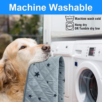 RIOUSSI Washable Pee Pads for Dogs, Reusable, Absorbent, Leakproof, Non Slip Pet Puppy Pads for Potty Training. Gray Stars, 31x36 Inch(4pack)