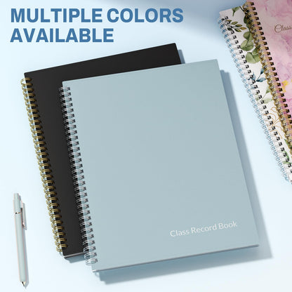 SUNEE Teacher Class Record Book for 9-10 weeks, 36 Names, 8.5x11 Inch, 104 Pages (52 Sheets), 100gsm Thick Paper, Larger Grade Recording up to 36 Students with Water-Resistant Plastic Cover, Blue