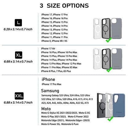ykooe Rugged Nylon Holster Compatible with iPhone 17 16 15 14 13 12 & Pro Models, Galaxy S25, S24, S23, S22,S21 Cell Phone Belt Holder for Men, Black - L