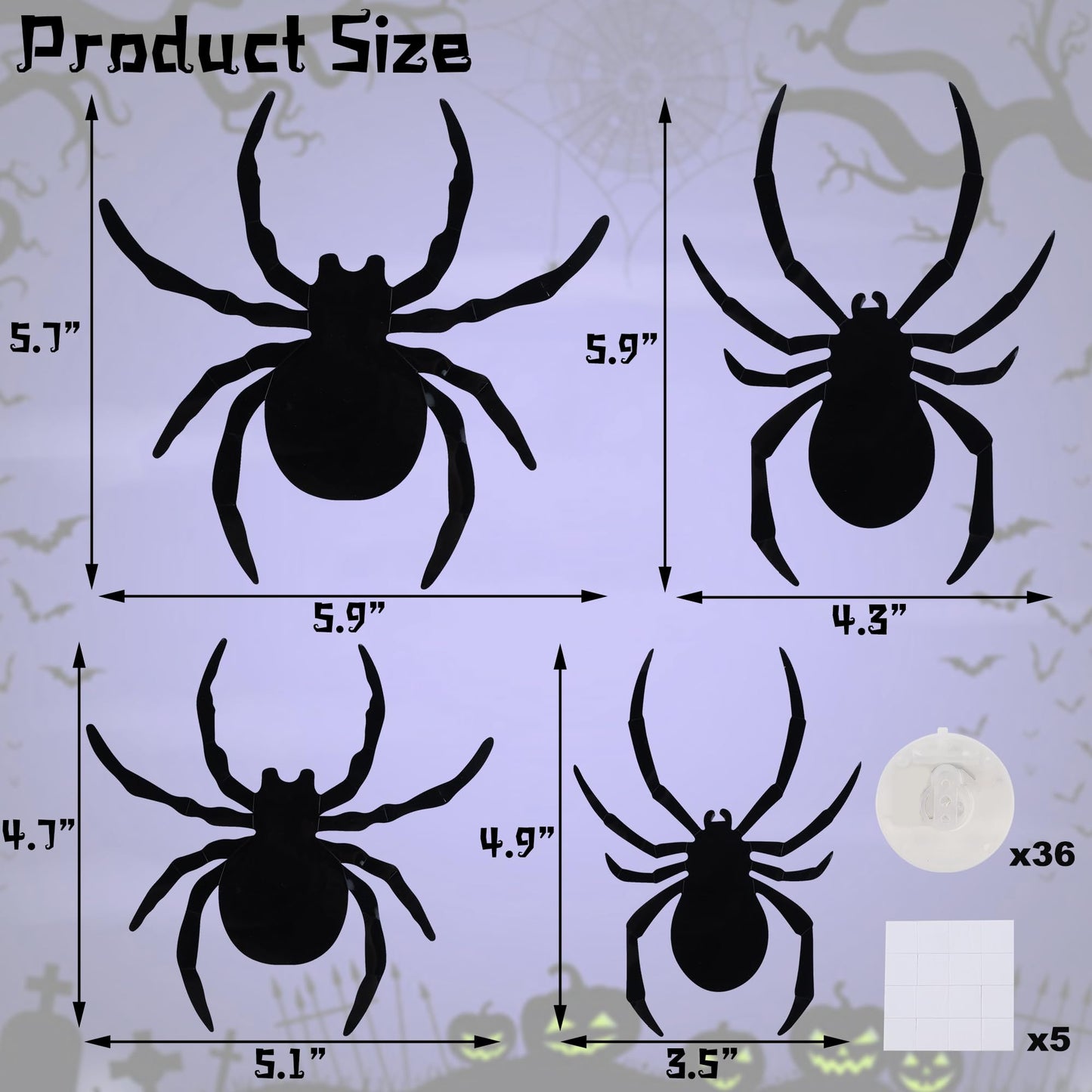 DR.DUDU 36 Pack Halloween Wall Decor Light up Spiders Window Decorations