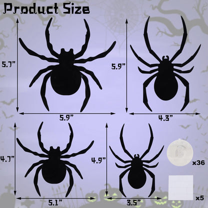 DR.DUDU 36 Pack Halloween Wall Decor Light up Spiders Window Decorations