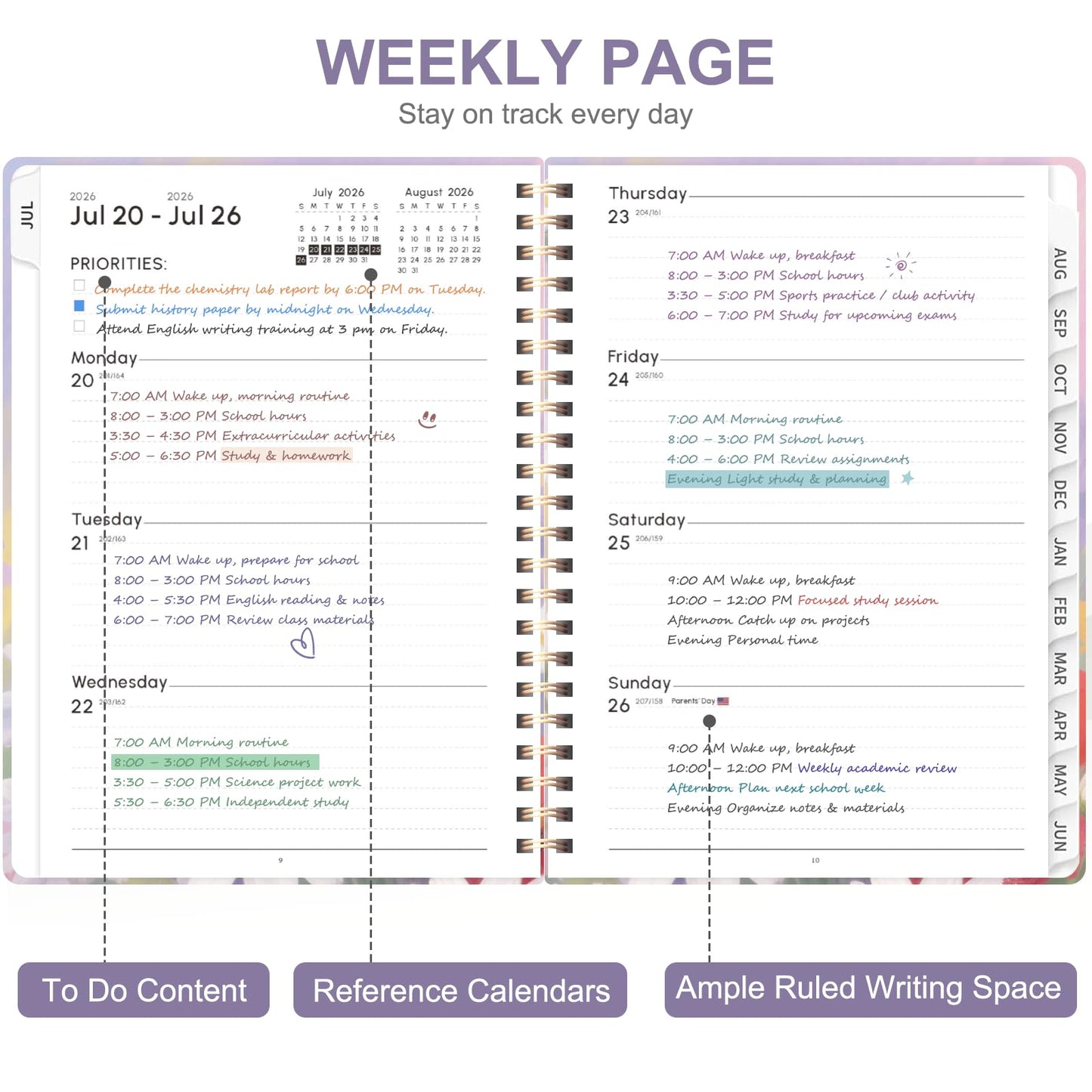 Planner 2026-2027, Weekly and Monthly Academic Planner, July 2026 - June 2027, Hardcover Calendar Agenda Book for School Year Planning, School Supplies for Teacher and Student, A5(6.3'' x 8.5'')